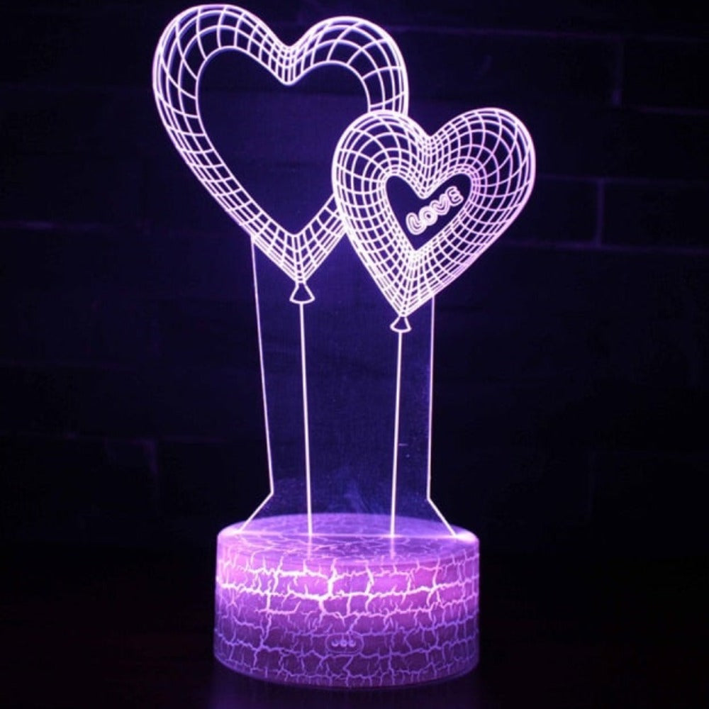 3D Love Changing Color Lights Acrylic Lamp Illusion (18 Designs)