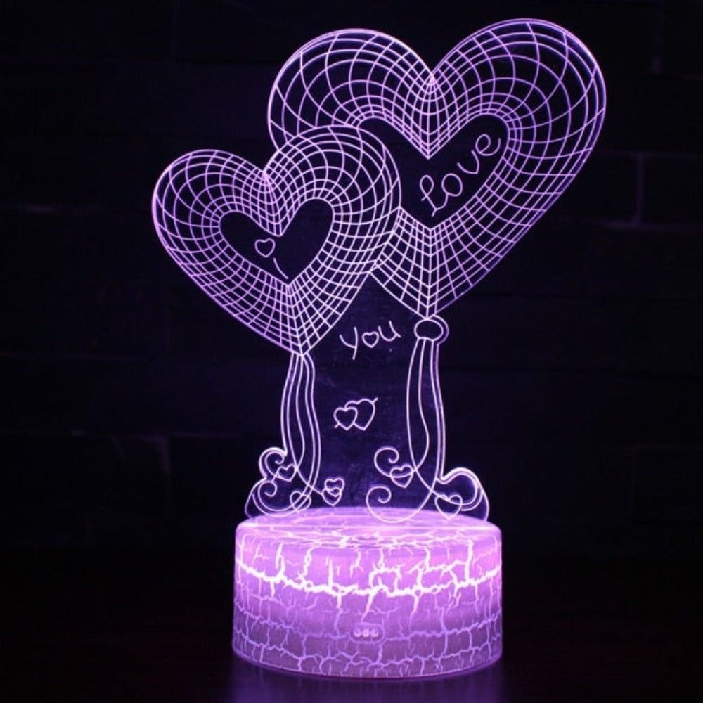 3D Love Changing Color Lights Acrylic Lamp Illusion (18 Designs)