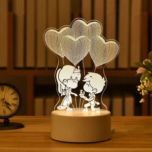 3D Heart Night Light Acrylic Led Table Lamp (23 Designs)