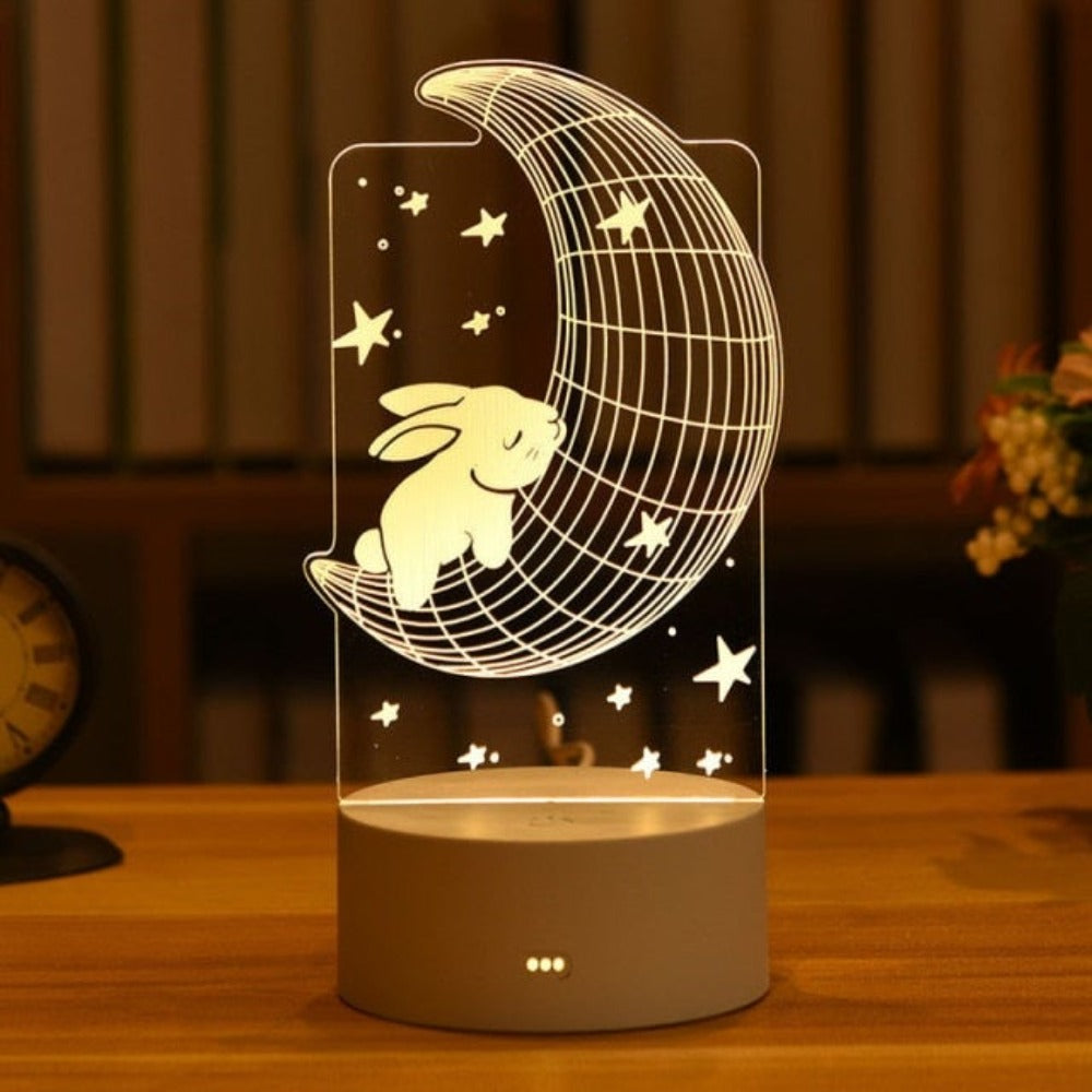 3D Heart Night Light Acrylic Led Table Lamp (23 Designs)