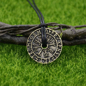 Viking Dragon Pagan Futhark Runic Compass Pendant Amulet Necklace (20 Styles)