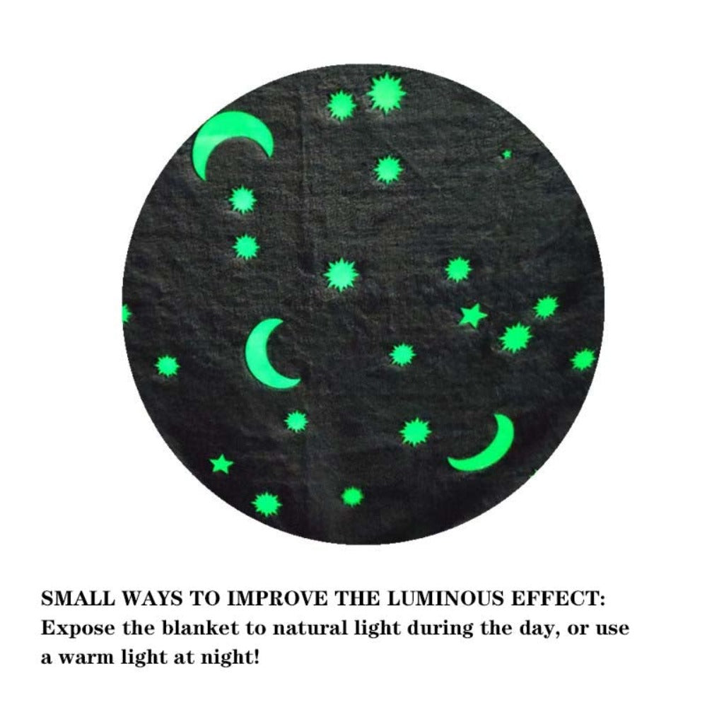 3D Stars & Moons Luminous Galaxy Blanket (4 Designs) Glow In The Dark