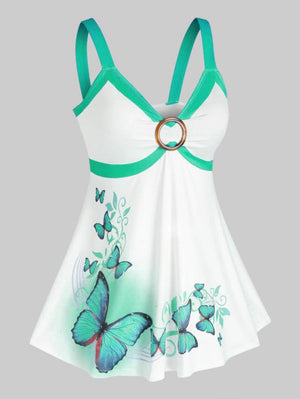 Butterfly Spring Tank Top V Neck Sleeveless Shirt (4 Colors) S - 5XL