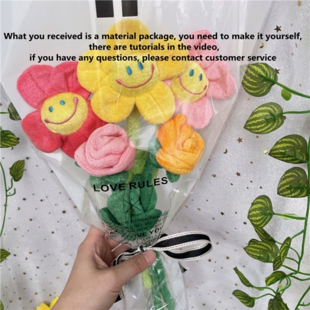 Kawaii Smiley Sunflower Plush Bouquet (10 Styles) Optional LED Lights