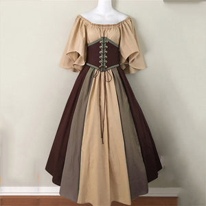 Renaissance Medieval Short Sleeve Lace-up Dress (4 Colors) S - 5XL