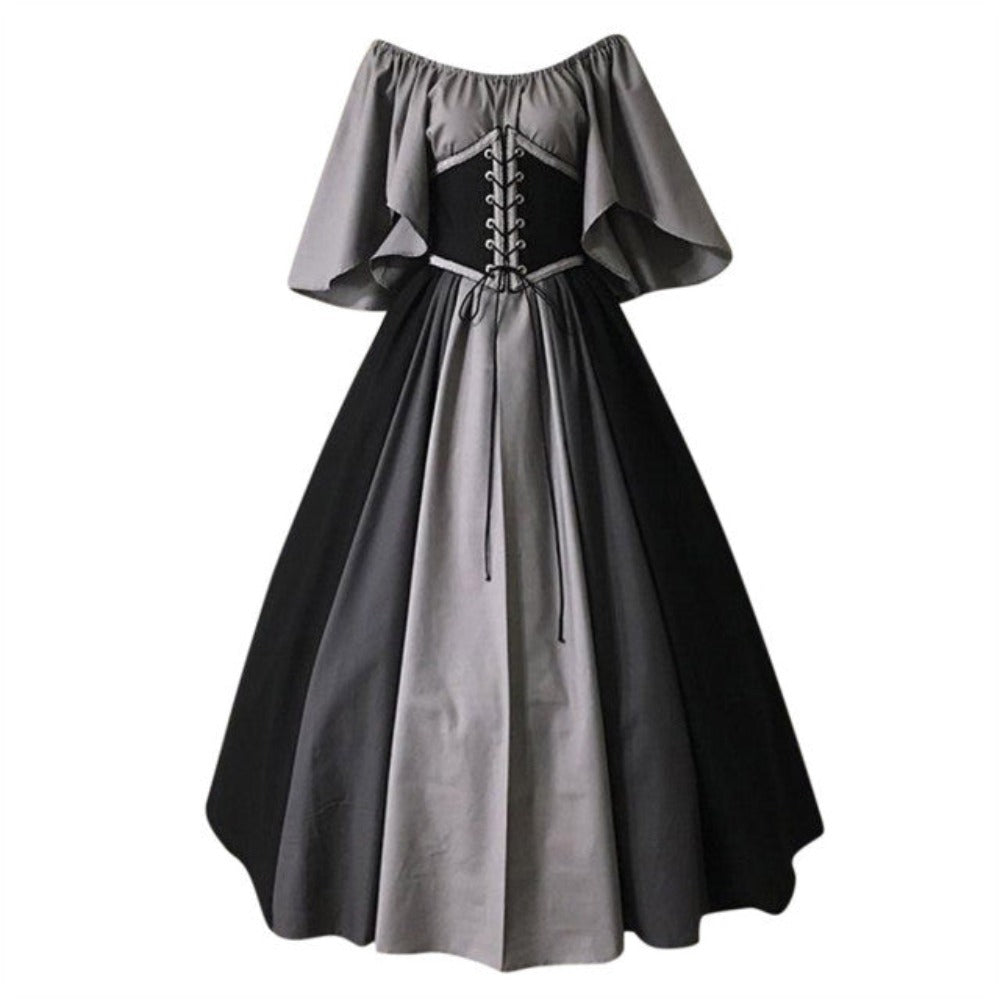 Renaissance Medieval Short Sleeve Lace-up Dress (4 Colors) S - 5XL