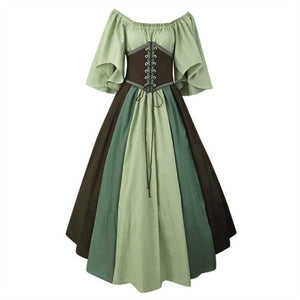 Renaissance Medieval Short Sleeve Lace-up Dress (4 Colors) S - 5XL
