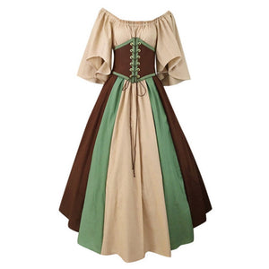 Renaissance Medieval Short Sleeve Lace-up Dress (4 Colors) S - 5XL