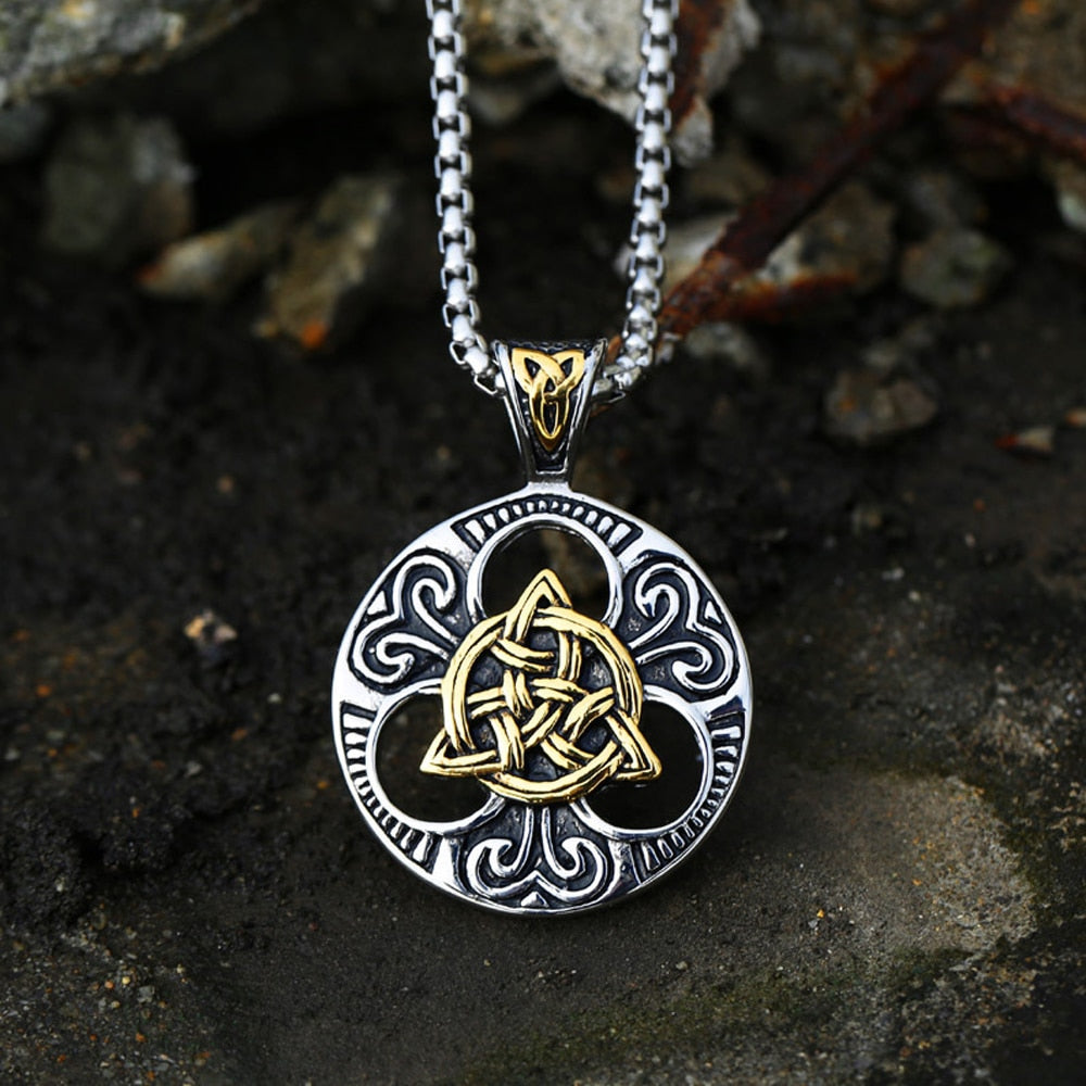 Viking Celtic Knot Pendant Necklace Chain for Men (8 Colors & 2 Styles) 50CM-70CM