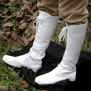 Viking Renaissance Prince Knight Medieval Leather Boots (3 Colors) White Best Gift Shoppers