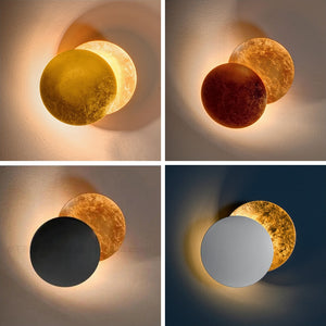 LED Eclipse 3D Moon Metallic Wall Lamp (6 Colors) 20cm -25cm 360 Rotating