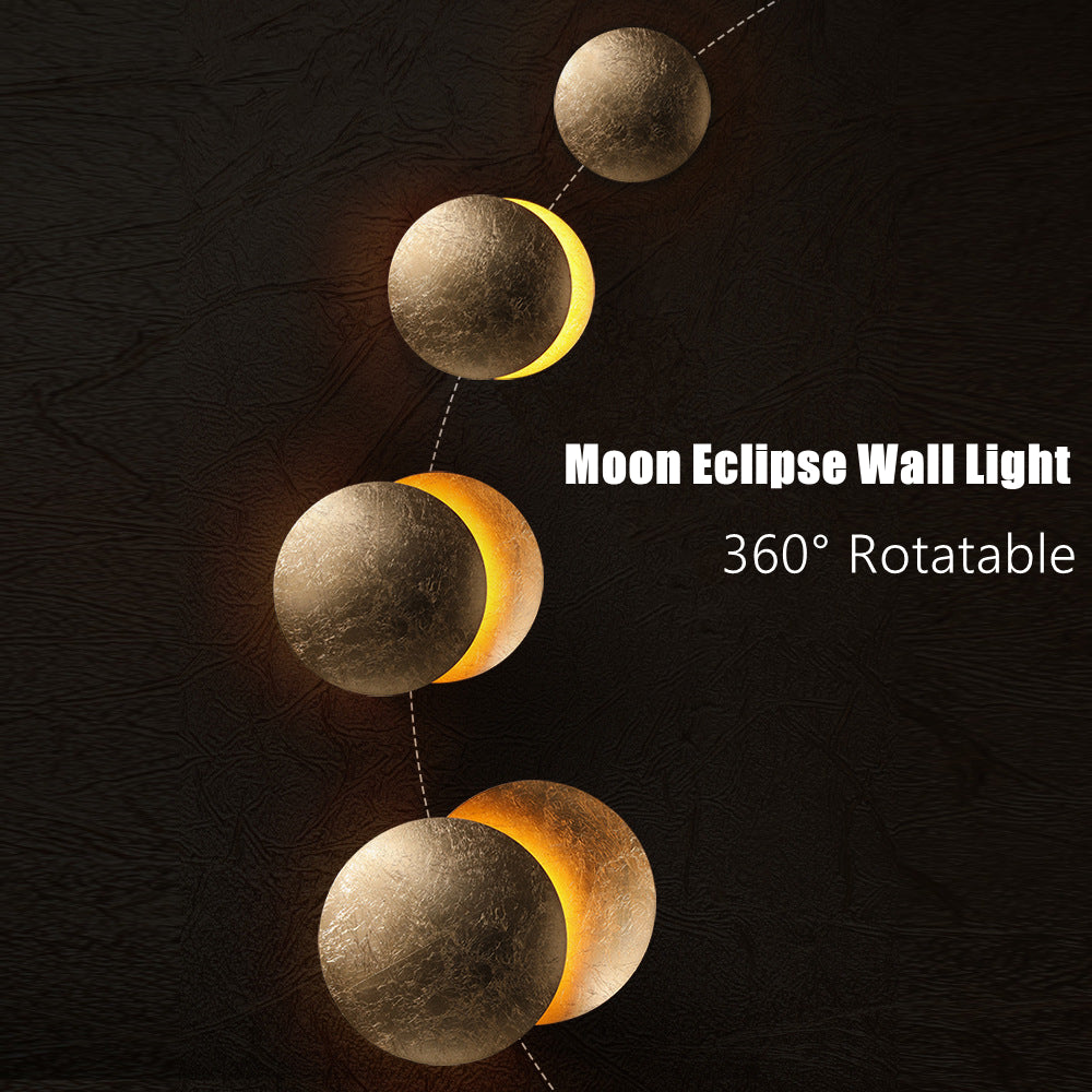 LED Eclipse 3D Moon Metallic Wall Lamp (6 Colors) 20cm -25cm 360 Rotating
