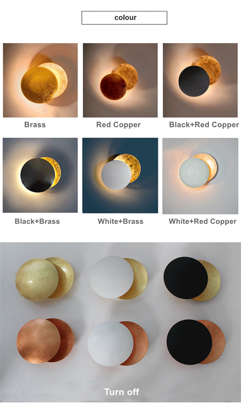 LED Eclipse 3D Moon Metallic Wall Lamp (6 Colors) 20cm -25cm 360 Rotating