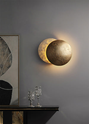 LED Eclipse 3D Moon Metallic Wall Lamp (6 Colors) 20cm -25cm 360 Rotating