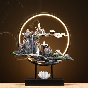 LED Waterfall Arabic Down Flow Draft Incense Lotus Lamp Burner (16 Styles) Best Gift Shoppers Vaporizer candle holder smoke ornaments for home decoration room Red Green White Buddhha Beads Light Ring Insert Rockery Mountain Sky Smoke Lutos Sticks Holder