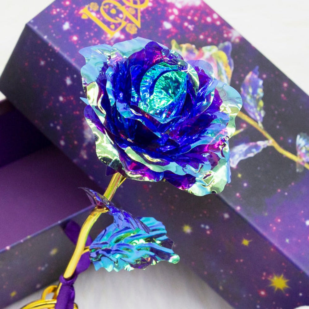 24k "Galaxy" Gold Rose Love With Display Stand and Bear (8 Colors)