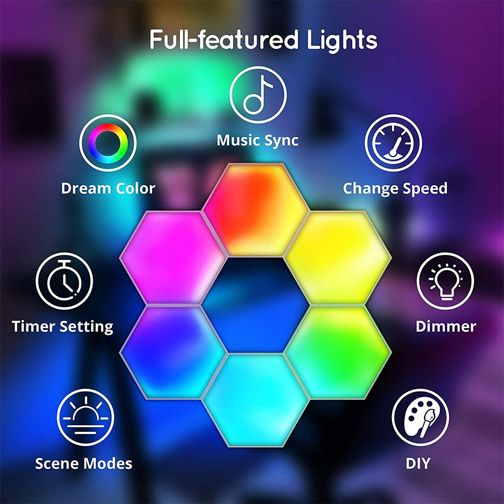 LED Smart RGB Hexagonal Wall Lights with APP Remote Control (3PCS-10PCS)