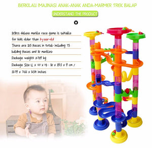 Marble Maze Race Building Block Tubes 105 Piece Set