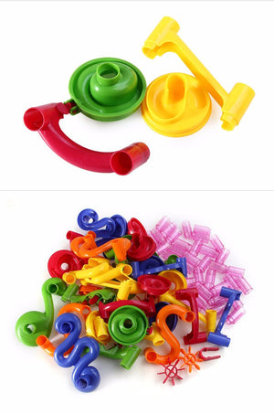 Marble Maze Race Building Block Tubes 105 Piece Set