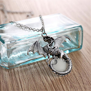 Proud Dragon Luminous Glow In The Dark Necklace (Silver or Bronze)