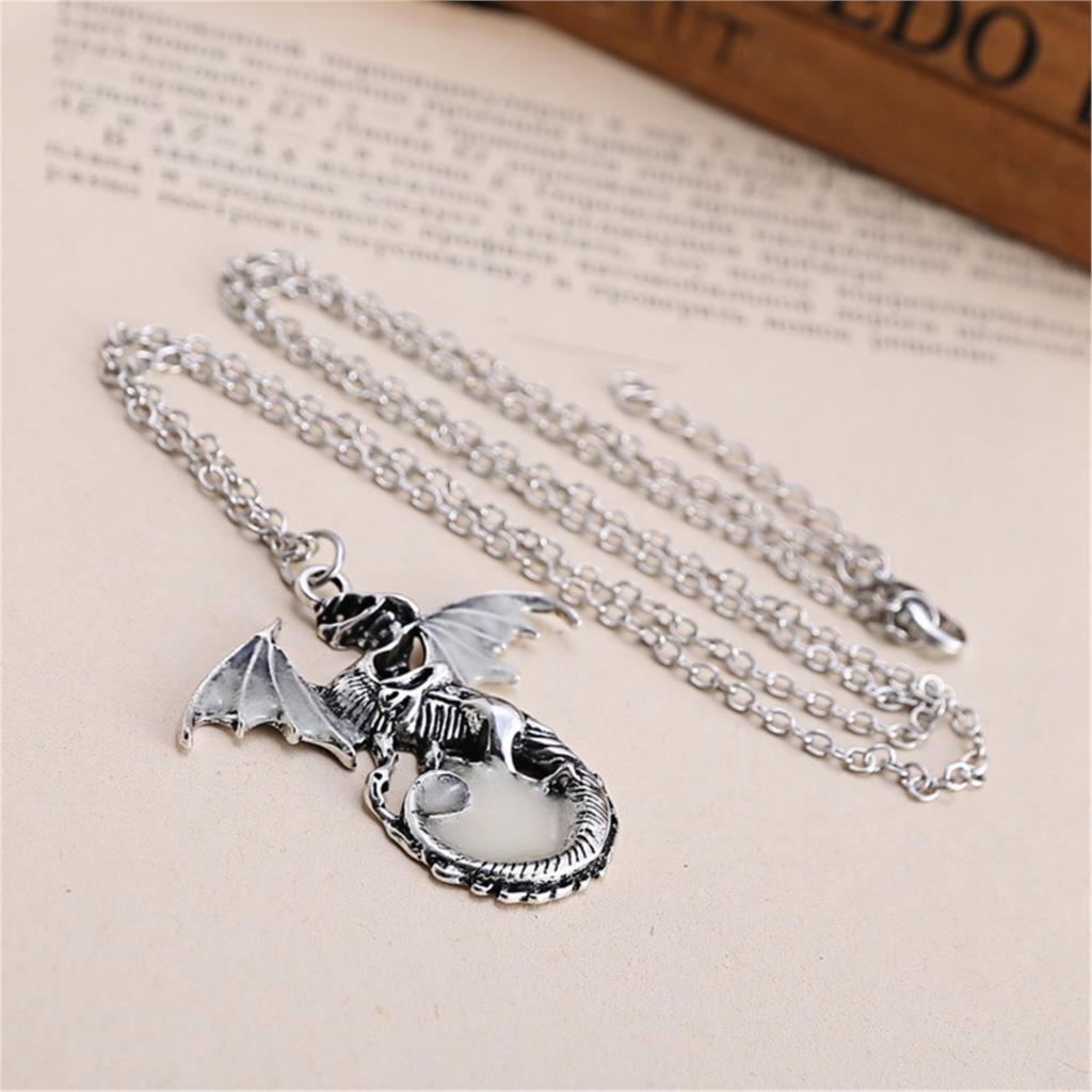 Proud Dragon Luminous Glow In The Dark Necklace (Silver or Bronze)