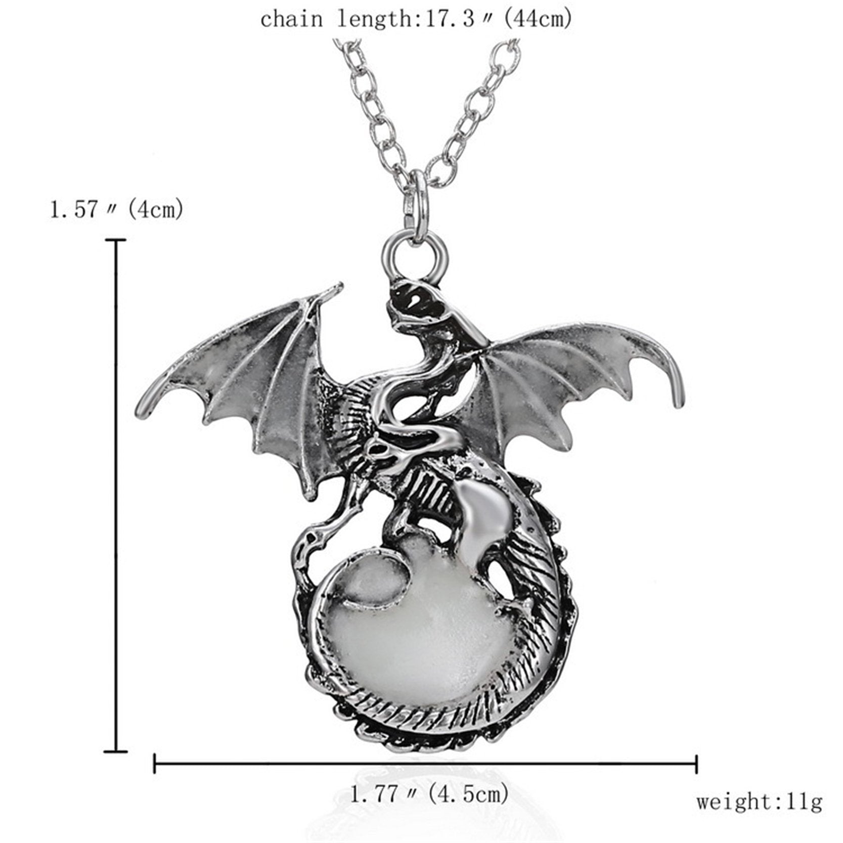 Proud Dragon Luminous Glow In The Dark Necklace (Silver or Bronze)