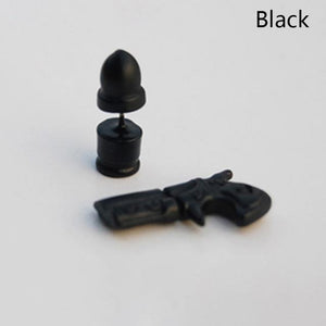 3D Gun and Bullet Earring Set Black or Copper