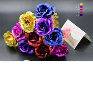 10 Pack 24k Gold Rose "Love You For Life" Love Display Stand & Gift Card