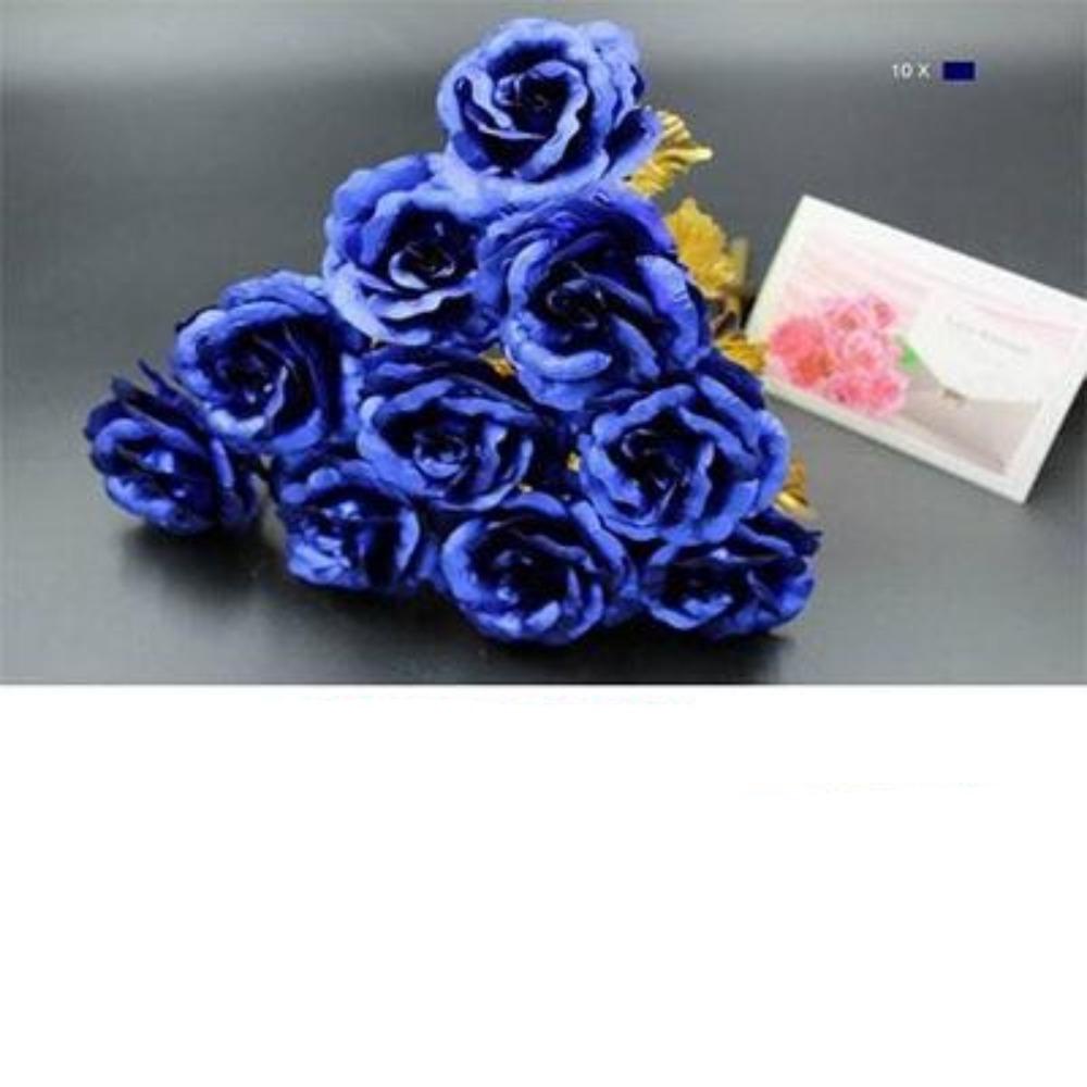 10 Pack 24k Gold Rose "Love You For Life" Love Display Stand & Gift Card