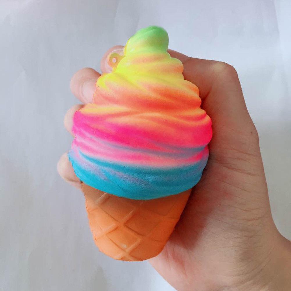 Jumbo Kawaii Rainbow Ice Cream Cone Squishy