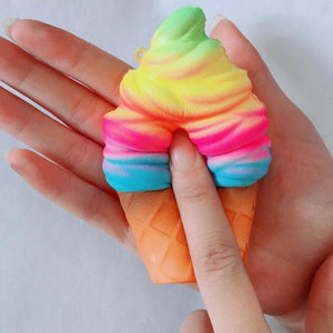 Jumbo Kawaii Rainbow Ice Cream Cone Squishy