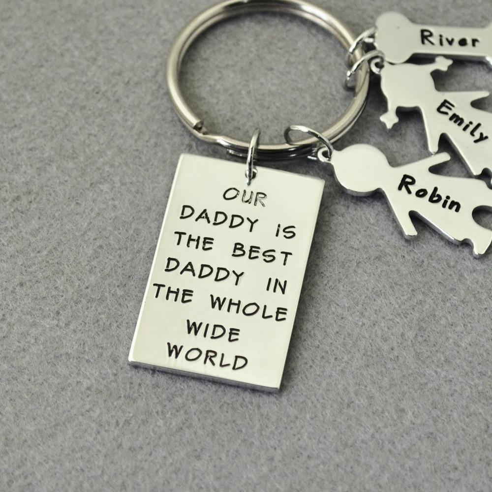 Custom Personalized Best Daddy In the World Keychain Up To Four Children or Pets