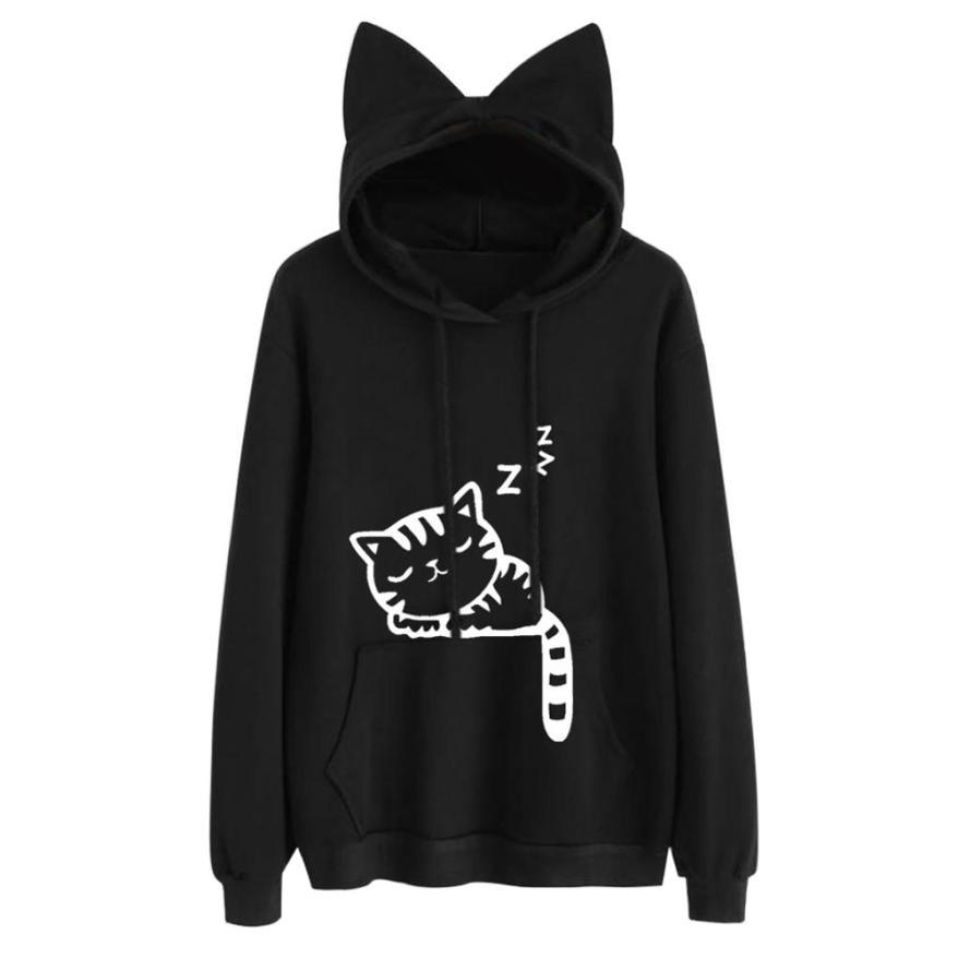 Sleepy Kitty Hoodie With Ears (4 Colors)