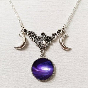 Triple Lunar Goddess Full Moon Pendant Necklace (20 Variants)