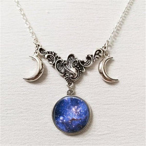 Triple Lunar Goddess Full Moon Pendant Necklace (20 Variants)
