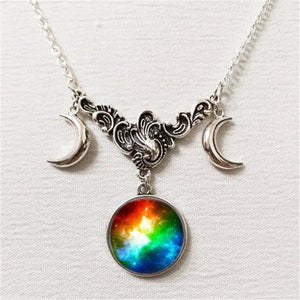 Triple Lunar Goddess Full Moon Pendant Necklace (20 Variants)