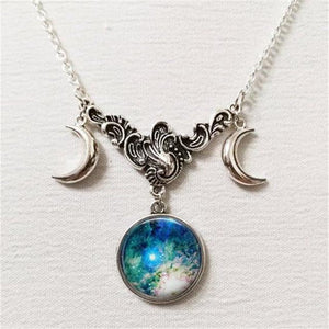 Triple Lunar Goddess Full Moon Pendant Necklace (20 Variants)