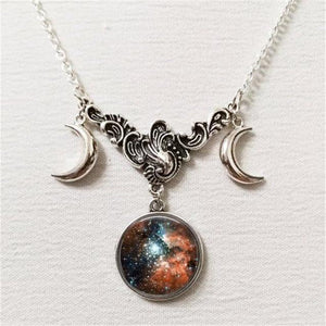 Triple Lunar Goddess Full Moon Pendant Necklace (20 Variants)