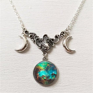 Triple Lunar Goddess Full Moon Pendant Necklace (20 Variants)