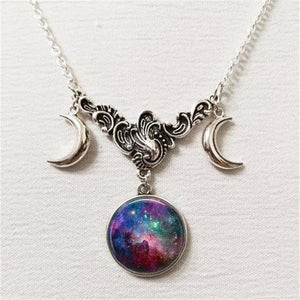 Triple Lunar Goddess Full Moon Pendant Necklace (20 Variants)