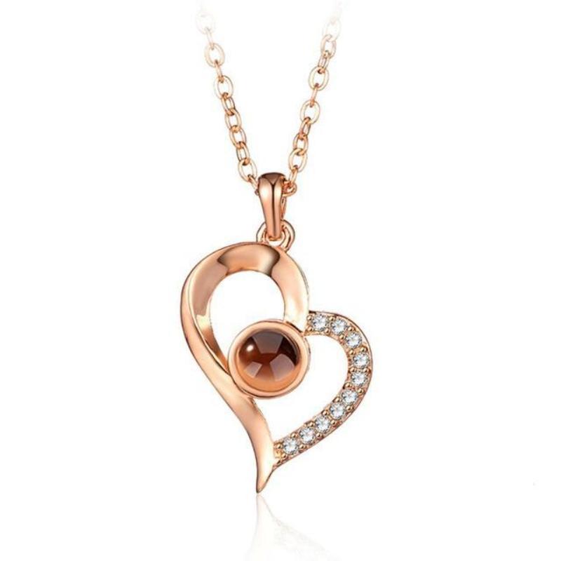 Custom Text "I Love You" Forever 100 Language Micro Projection Necklace (7 Designs)