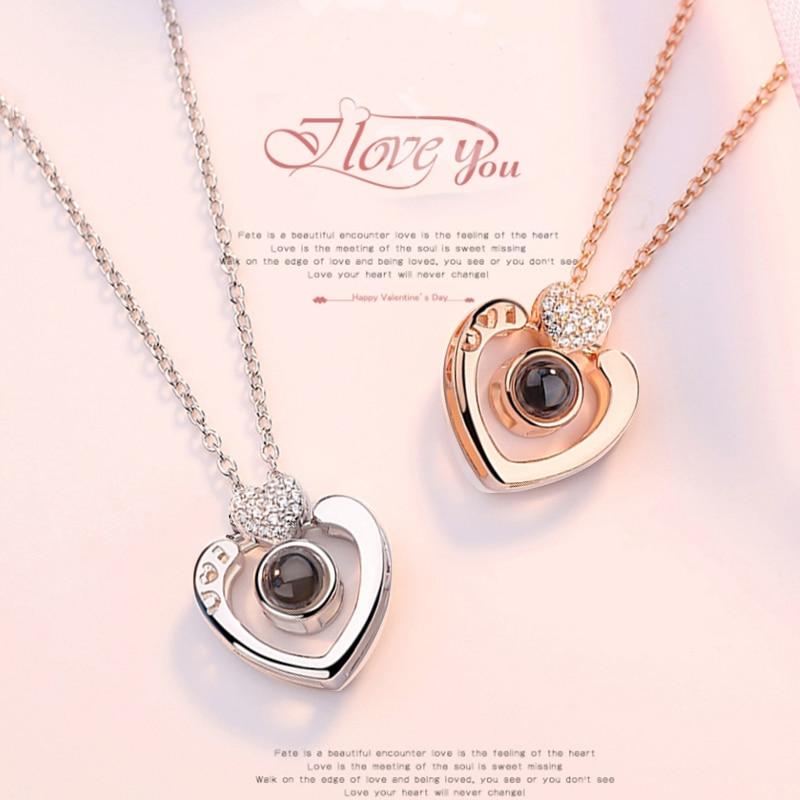 Custom Text "I Love You" Forever 100 Language Micro Projection Necklace (7 Designs)