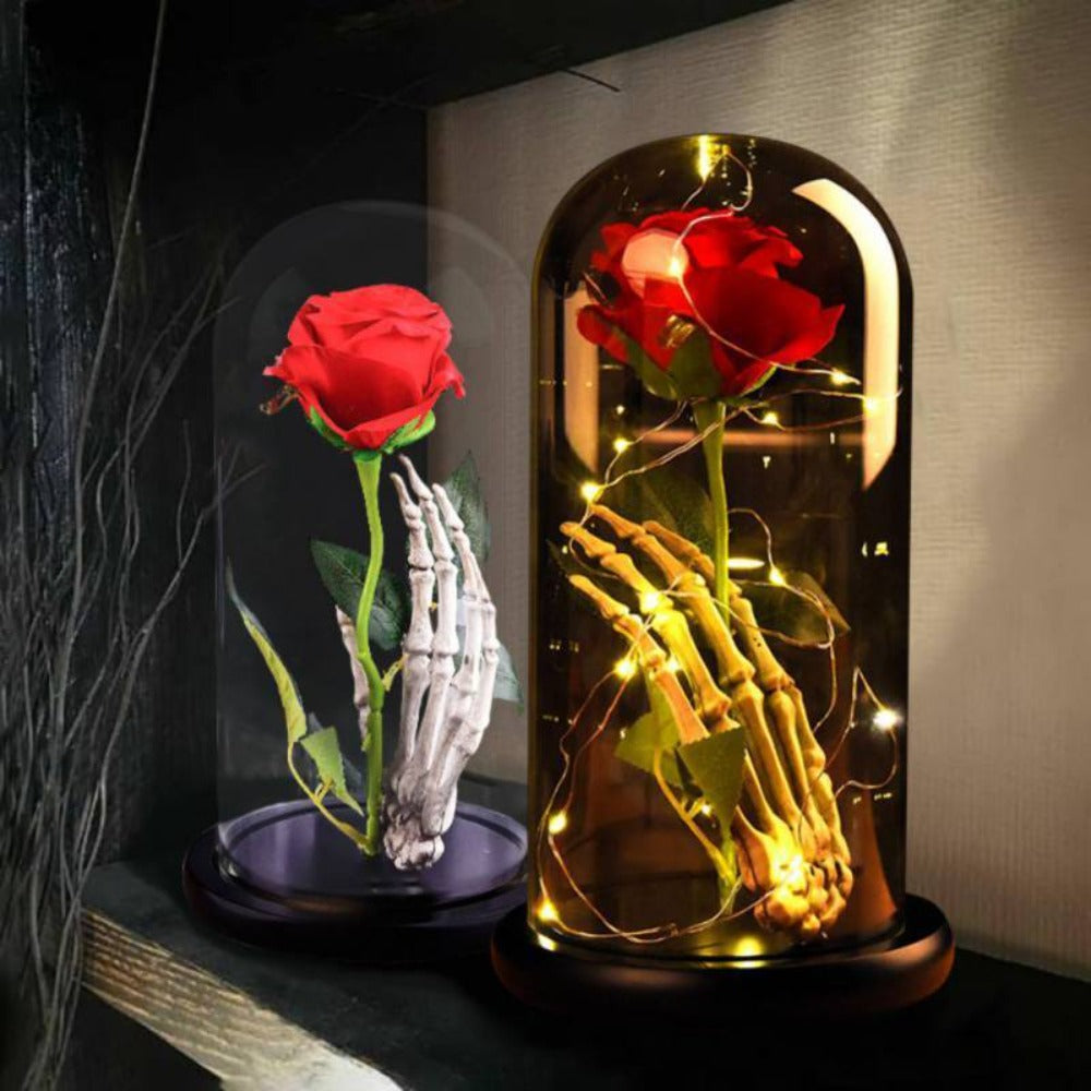 Enchanted Rose Skeleton LED Glass Display (2 Designs)