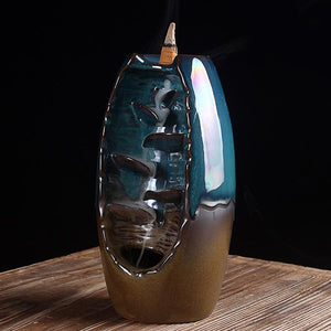Mystic Mountain River Down Flow Draft Incense Burner (2 Sizes & Colors)
