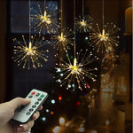 LED Starburst Firework Copper Lights with Remote (3 Sizes) White or Multi-color