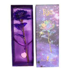 Upgraded Multicolor 24k "Galaxy" Gold Rose "Love You For Life" Love Light Up With Display Stand