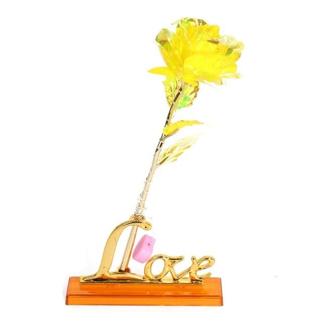 Upgraded Multicolor 24k "Galaxy" Gold Rose "Love You For Life" Love Light Up With Display Stand