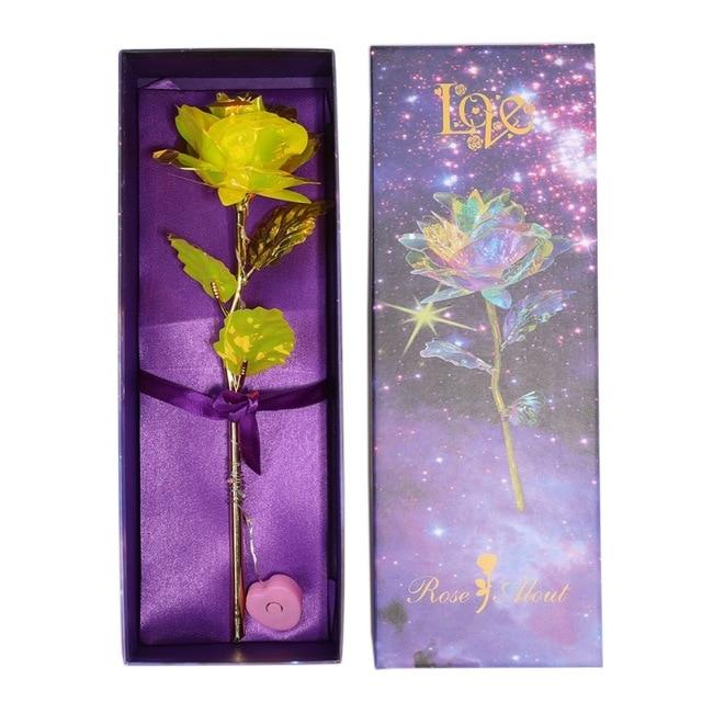 Upgraded Multicolor 24k "Galaxy" Gold Rose "Love You For Life" Love Light Up With Display Stand