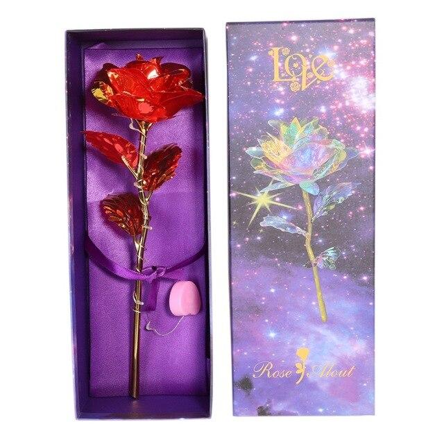 Upgraded Multicolor 24k "Galaxy" Gold Rose "Love You For Life" Love Light Up With Display Stand