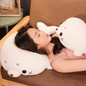 Chubby White Seal Pillow Plush 3D Stuffed Animal (2 Sizes)